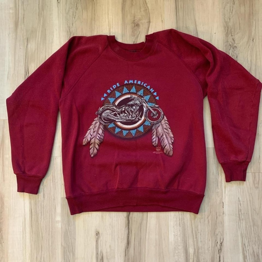 Vintage 1990s "Ride American" Rats Whole Decatur, Illinois bar promo sweatshirt‎